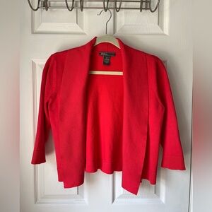 Red Open-Front Knit Cardigan